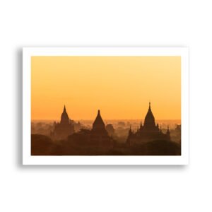 Orange sunset over Bagan Plains, Myanmar