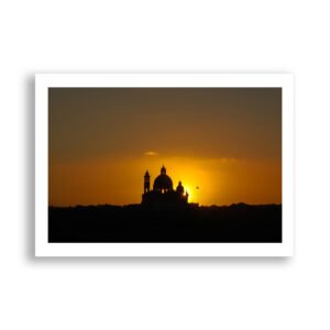 Silhouette of church in Malta at sunset